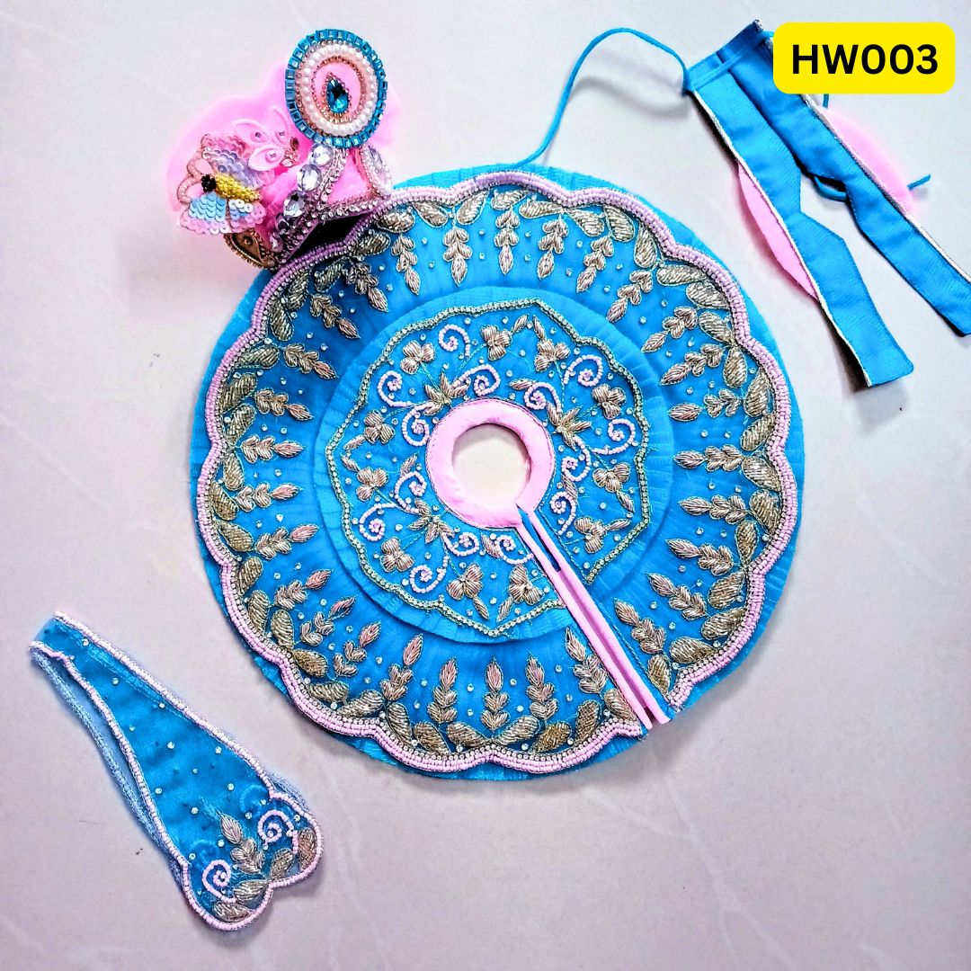 Janmashtami special Firozi Hand Work heavy poshak With Heavy Matching Pagdi | HW003