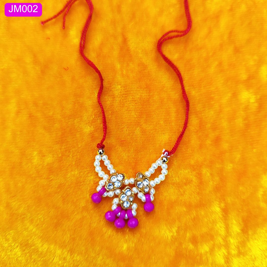 Beaded Mala for Laddu Gopal ji with Golden Floral Stones ( 1 Inches ) || JM002