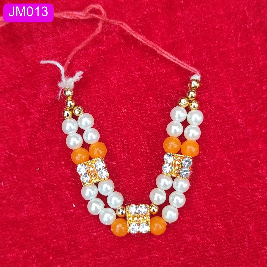 White and sky blue beaded necklace for Laddu Gopal ( 2 Inch ) || JM013