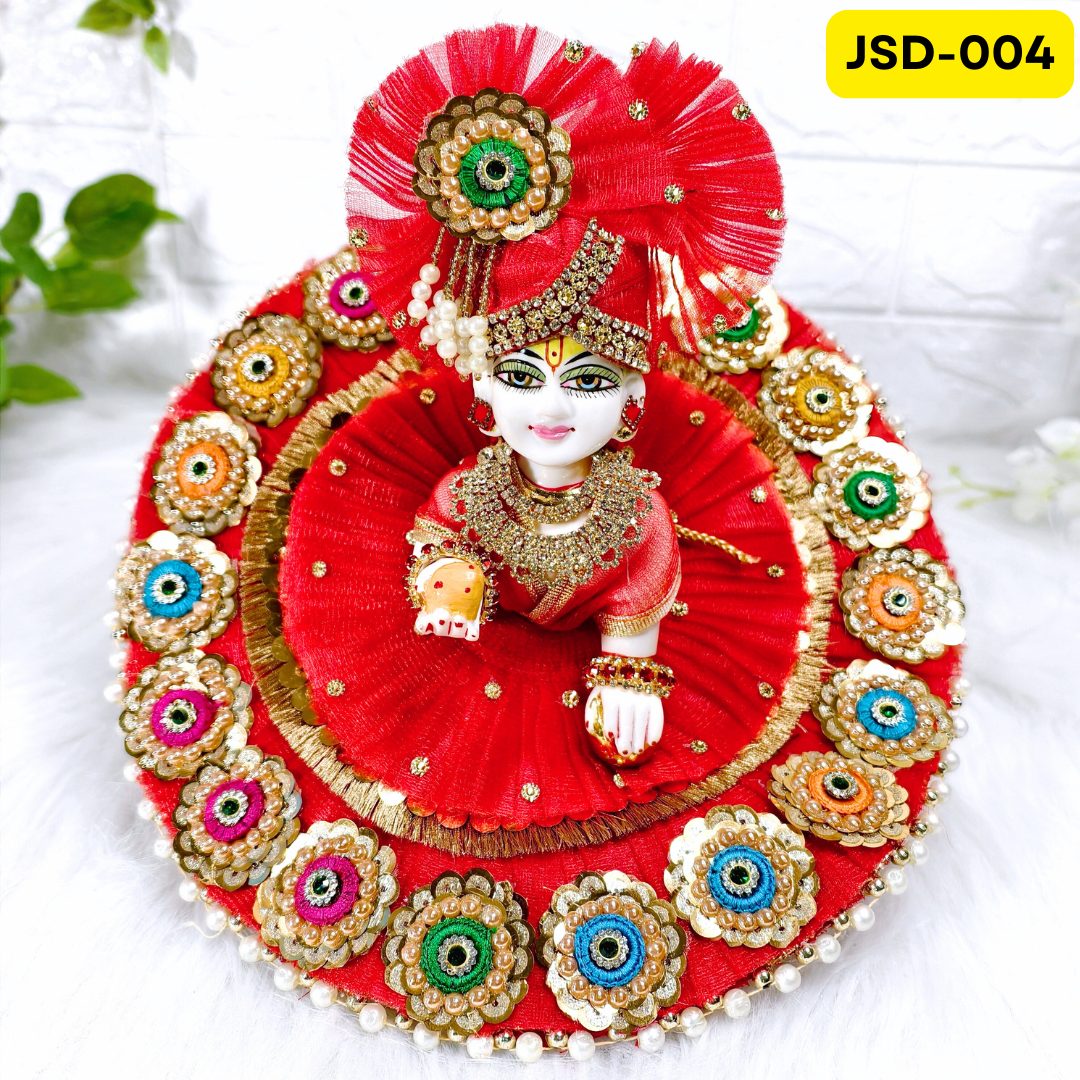 Janmashtami Special Laddu Gopal Heavy Poshak in Red Color with Matching Pagdi | JSD004