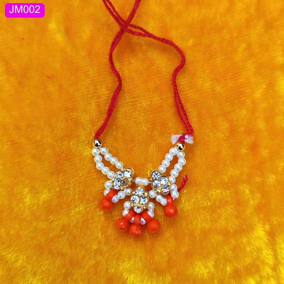 Beaded Mala for Laddu Gopal ji with Golden Floral Stones ( 1 Inches ) || JM002