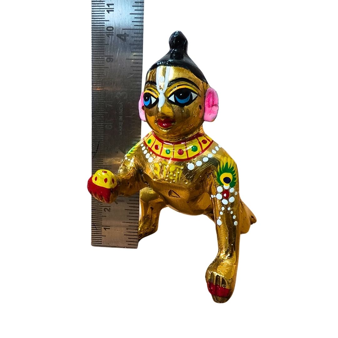Premium Quality Brass Hand Painted Vrindavan laddu Gopal ji idol | 4 Number