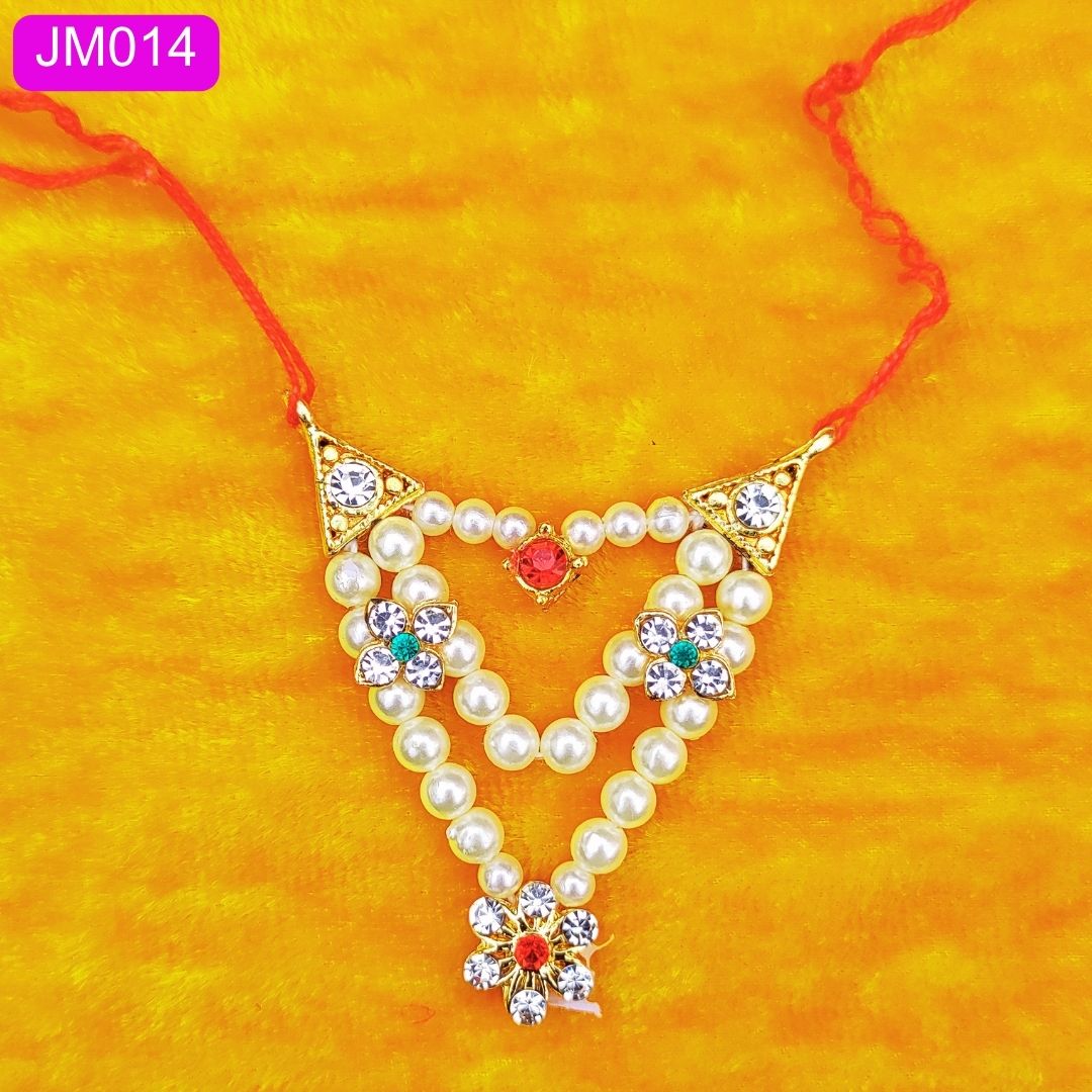 Pearl Beaded Laddu Gopal mala with Floral Stone Design ( 2 inch ) || JM014