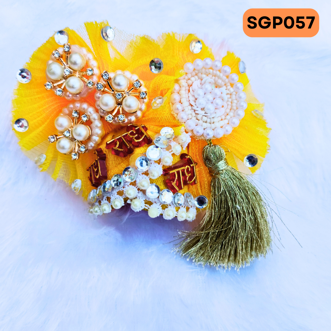 Yellow heavy Pagdi for Laddu Gopal ji | SGP057