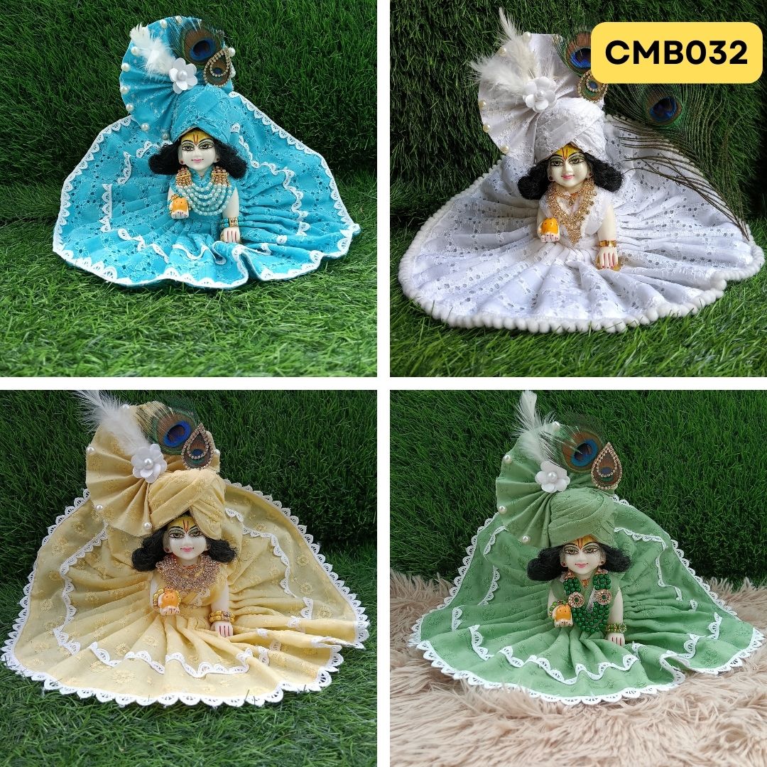Laddu Gopal chicken Cotton Poshak Collection - CMB0032(Pack of 4)