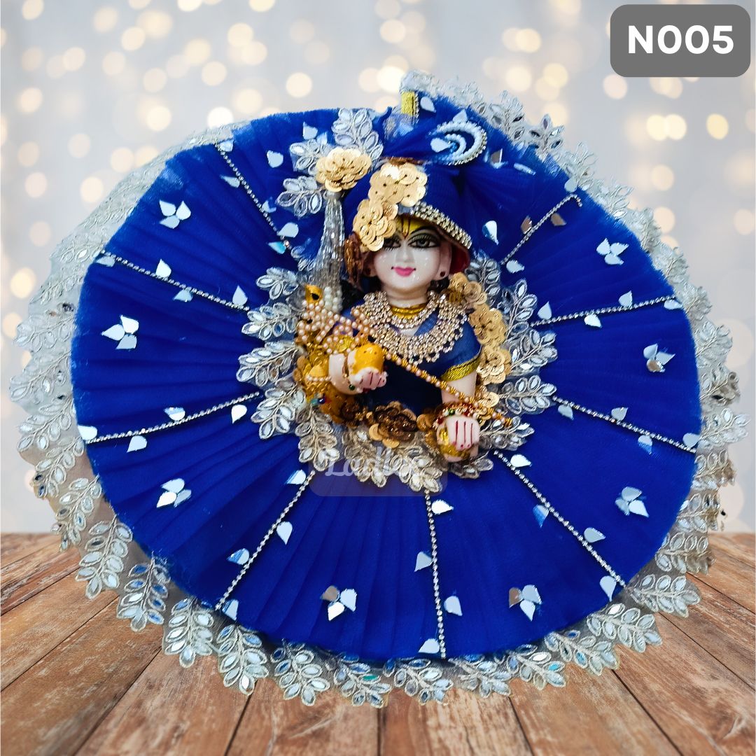 Royal Blue Net Laddu Gopal Poshak with Matching Pagdi | N005