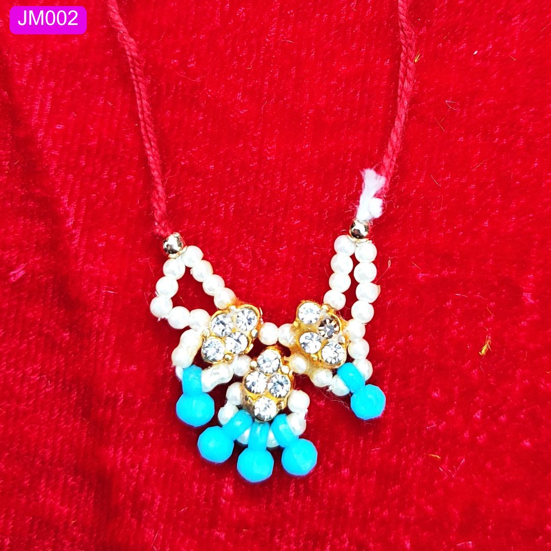 Beaded Mala for Laddu Gopal ji with Golden Floral Stones ( 1 Inches ) || JM002