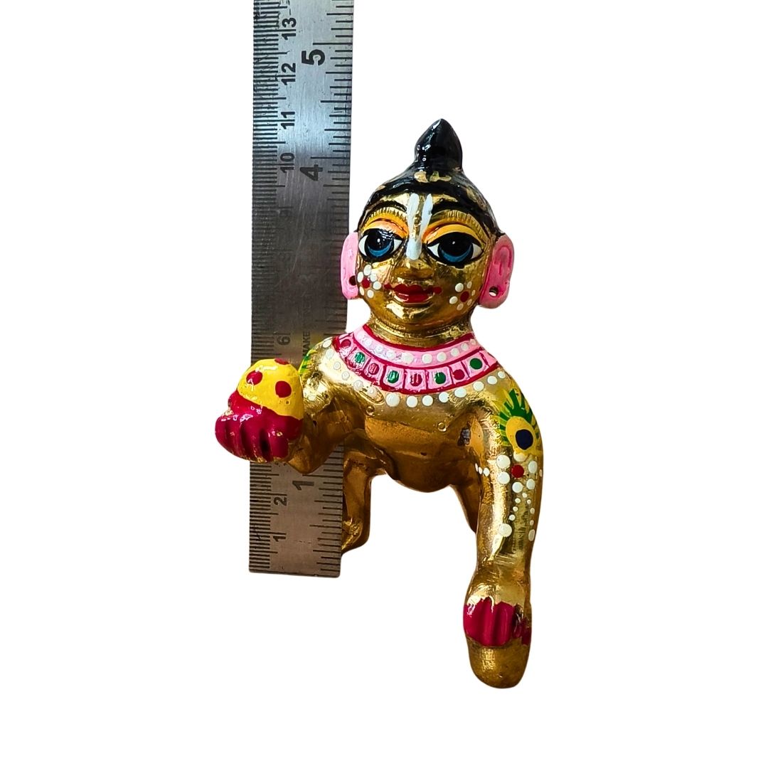 Premium Quality Brass Hand Painted Vrindavan laddu Gopal ji idol | 5 Number