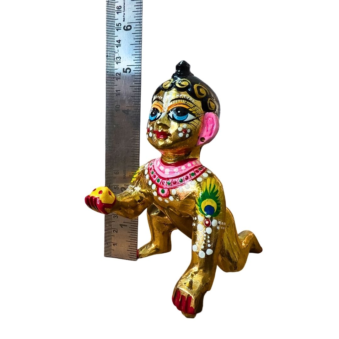 Premium Quality Brass Hand Painted Vrindavan laddu Gopal ji idol | 6 Number