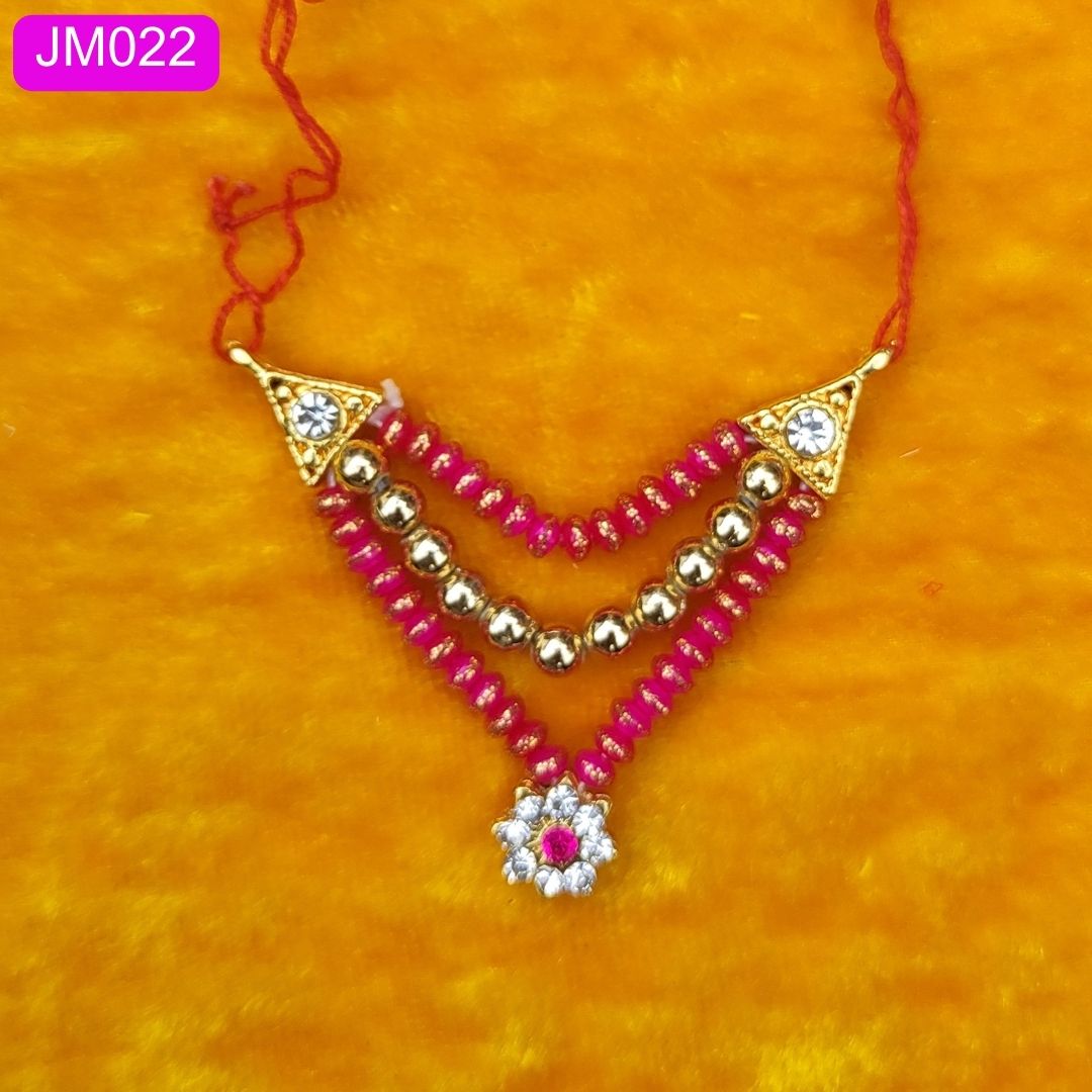 Beautiful beaded haar with sparkling pendant for Laddu Gopal ji ( 2 inch ) || JM022