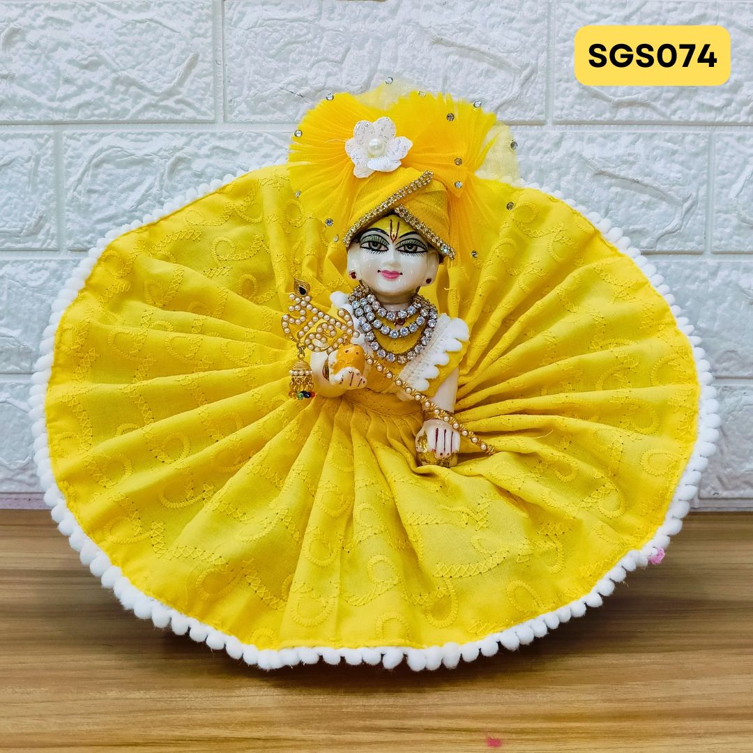 Laddu Gopal Yellow chicken pure Cotton Poshak with Pagdi | SGS074