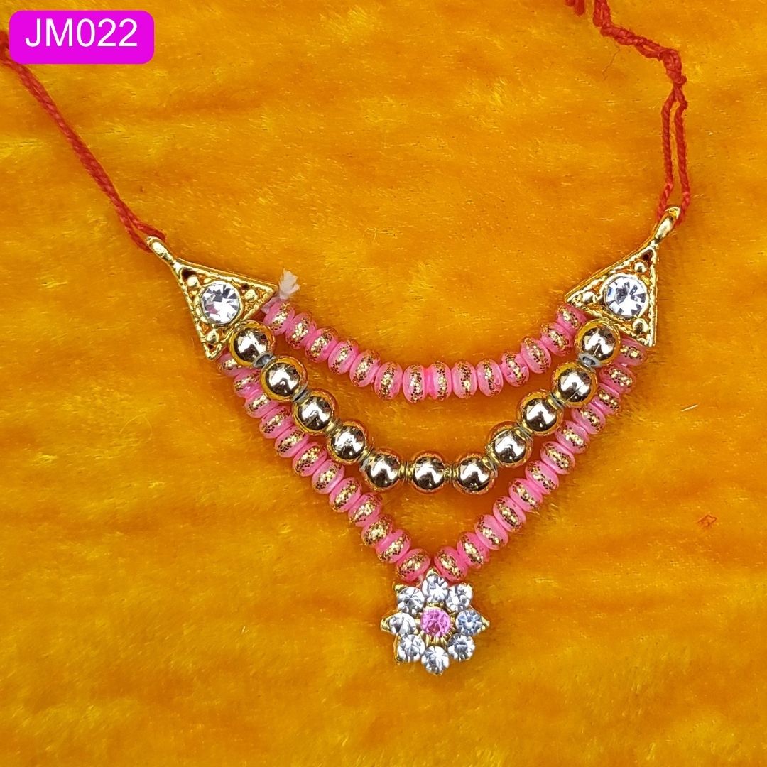 Beautiful beaded haar with sparkling pendant for Laddu Gopal ji ( 2 inch ) || JM022