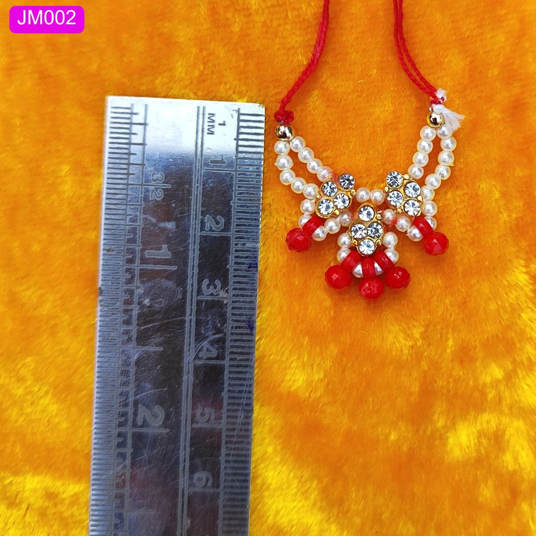 Beaded Mala for Laddu Gopal ji with Golden Floral Stones ( 1 Inches ) || JM002