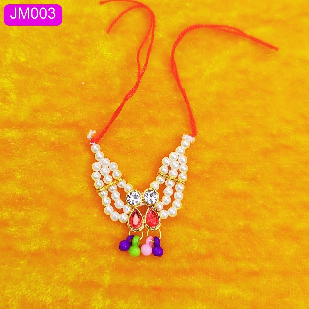 Pearl and Multicolor Beaded Laddu Gopal mala with Decorative Pendant ( 1.5 Inches ) || JM004