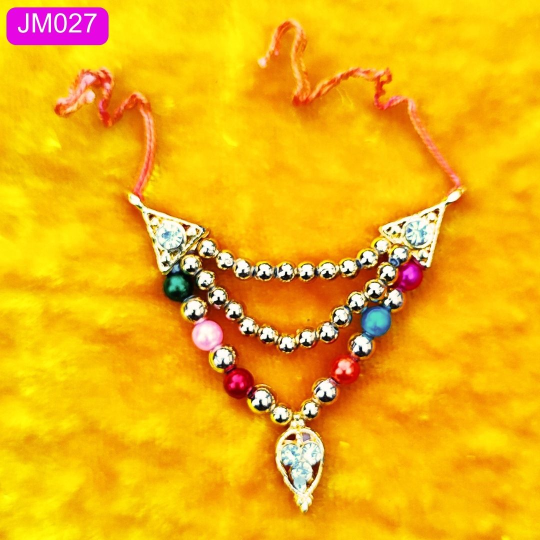 Multi and Golden beaded necklace for Laddu Gopal ( 2 inch) || JM027