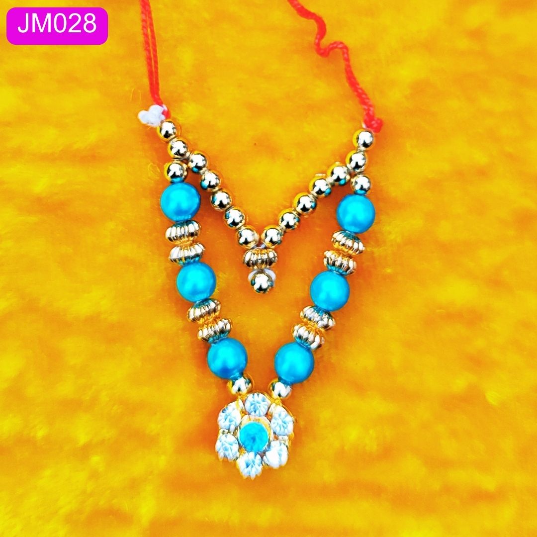 Pink and Golden beaded necklace for Laddu Gopal ( 2 inch ) || JM028