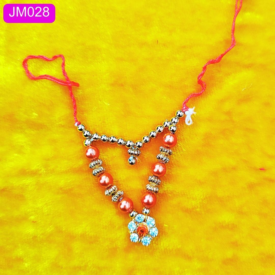 Pink and Golden beaded necklace for Laddu Gopal ( 2 inch ) || JM028