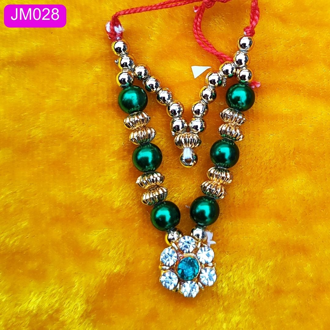 Pink and Golden beaded necklace for Laddu Gopal ( 2 inch ) || JM028