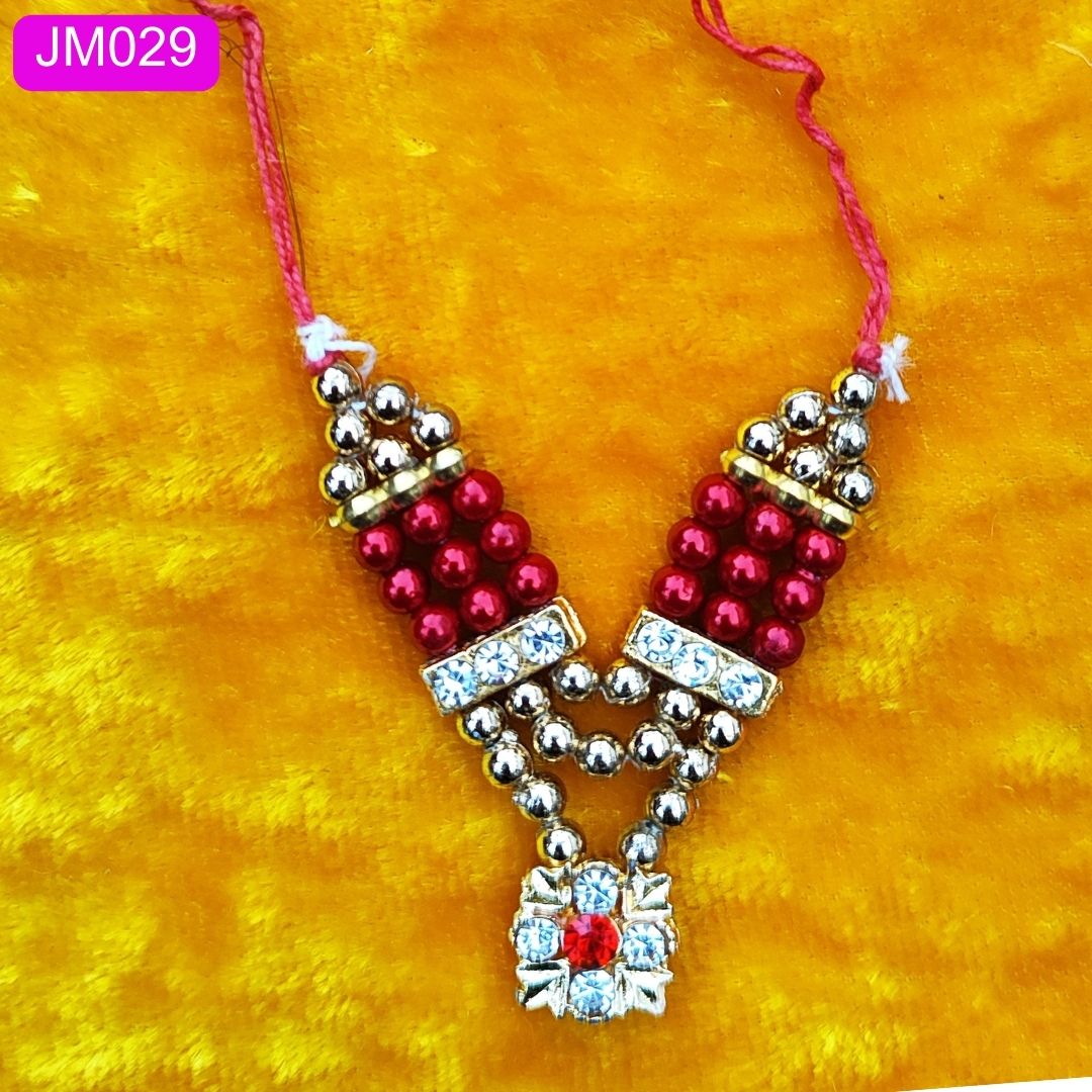 Beaded Laddu Gopal Haar with Sparkling Floral Pendant ( 2 inch ) || JM029