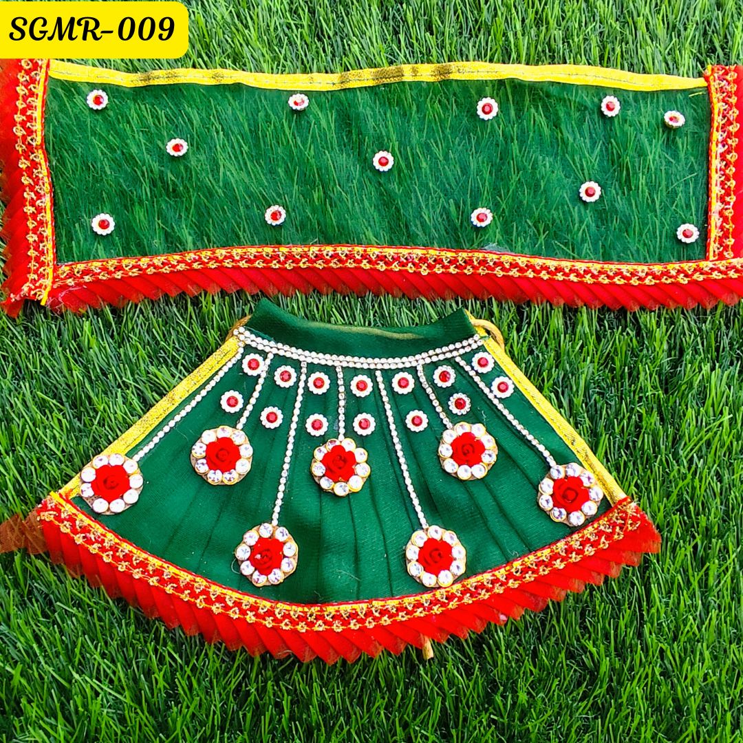 Green & Red Mata Rani Outfit with Floral & Pearl Detailing || SGMR009