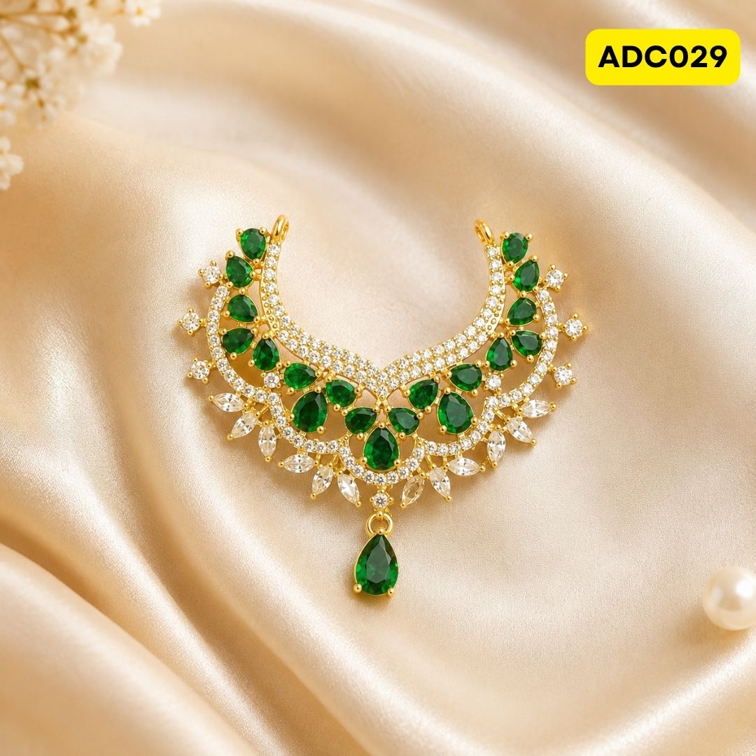 Laddu Gopal Ji Necklace with Multicolored Gems | ADC029 - green