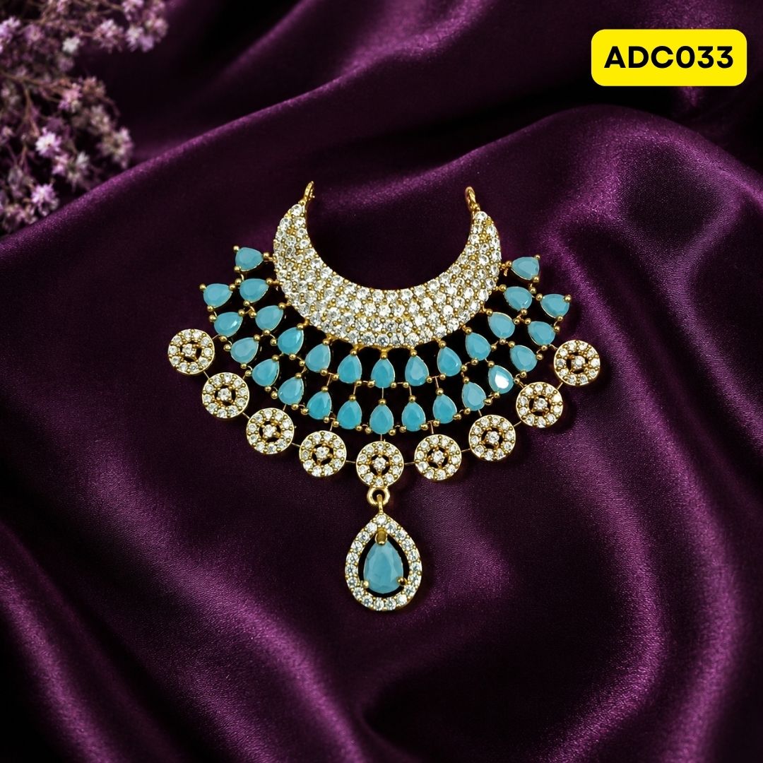Laddu Gopal Ji Necklace with Pink and Gold Design | ADC033 - turquoise
