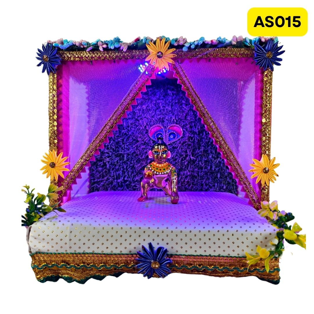 Singhasan for Laddu Gopal ji with Changing LED Light (9.5 Inch X 7 Inch x 8.5 Inch) - AS0016
