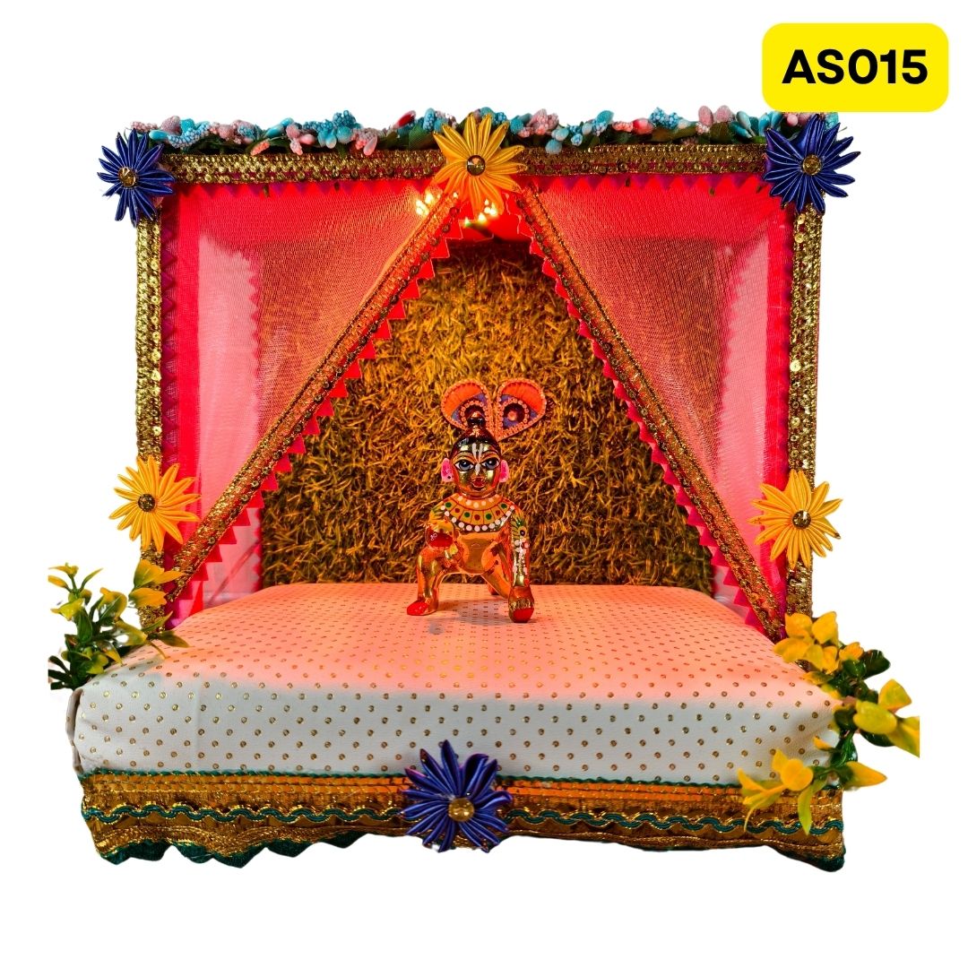 Singhasan for Laddu Gopal ji with Changing LED Light (9.5 Inch X 7 Inch x 8.5 Inch) - AS0016