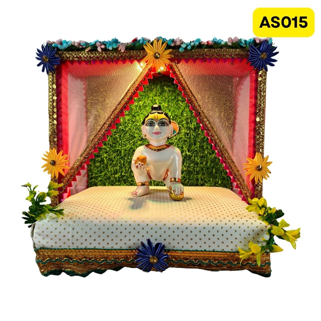 Singhasan for Laddu Gopal ji with Changing LED Light (9.5 Inch X 7 Inch x 8.5 Inch) - AS0016