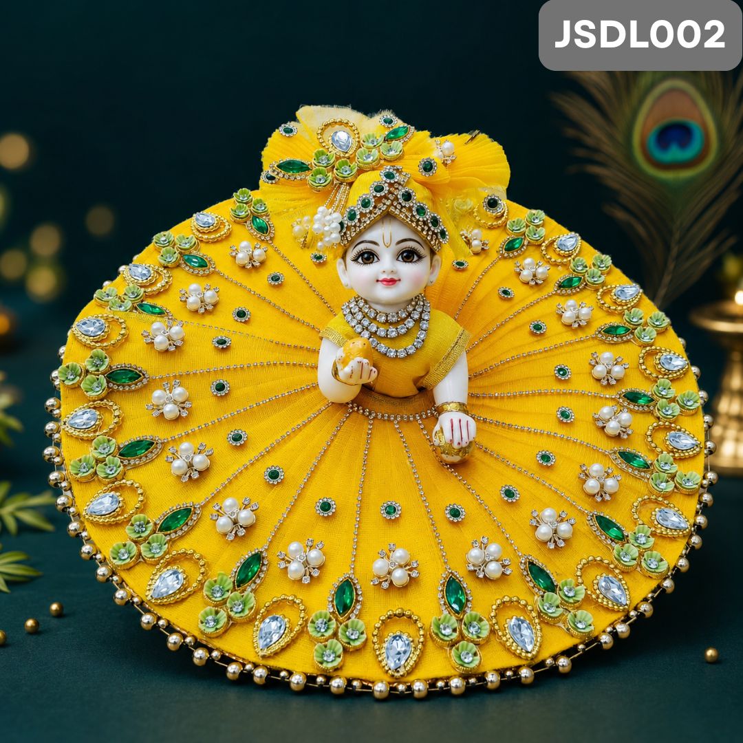Yellow Poshak for Laddu Gopal with Maching Pagdi | JSDL002