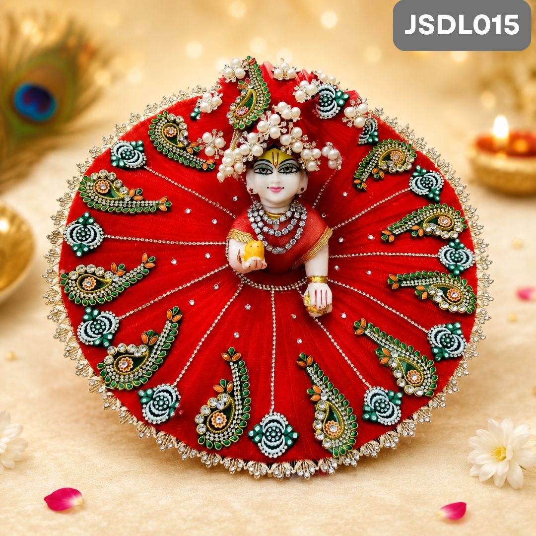 Red Poshak for Laddu Gopal With Matching Pagdi | JSDL015