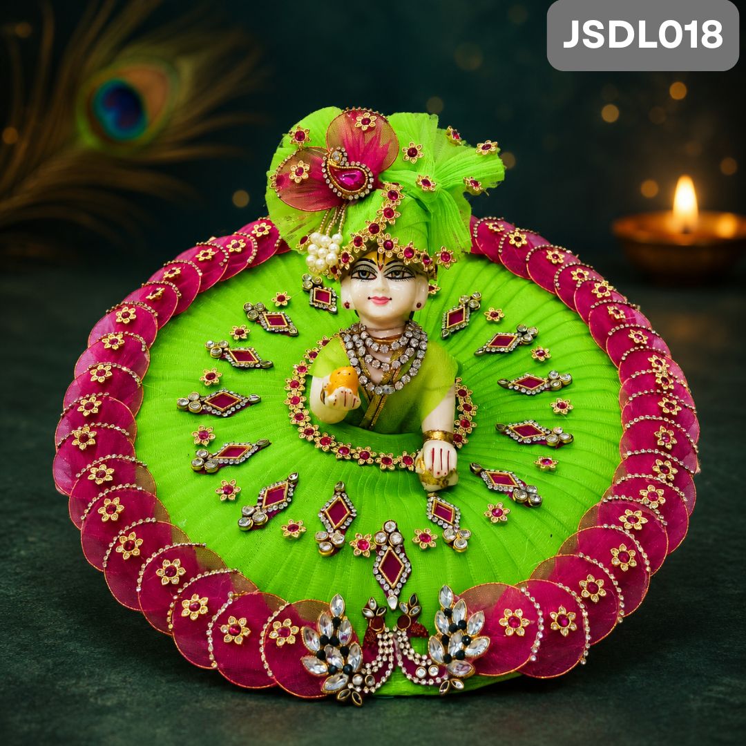 Parrot Green Poshak for Laddu Gopal With Matching Pagdi | JSDL018