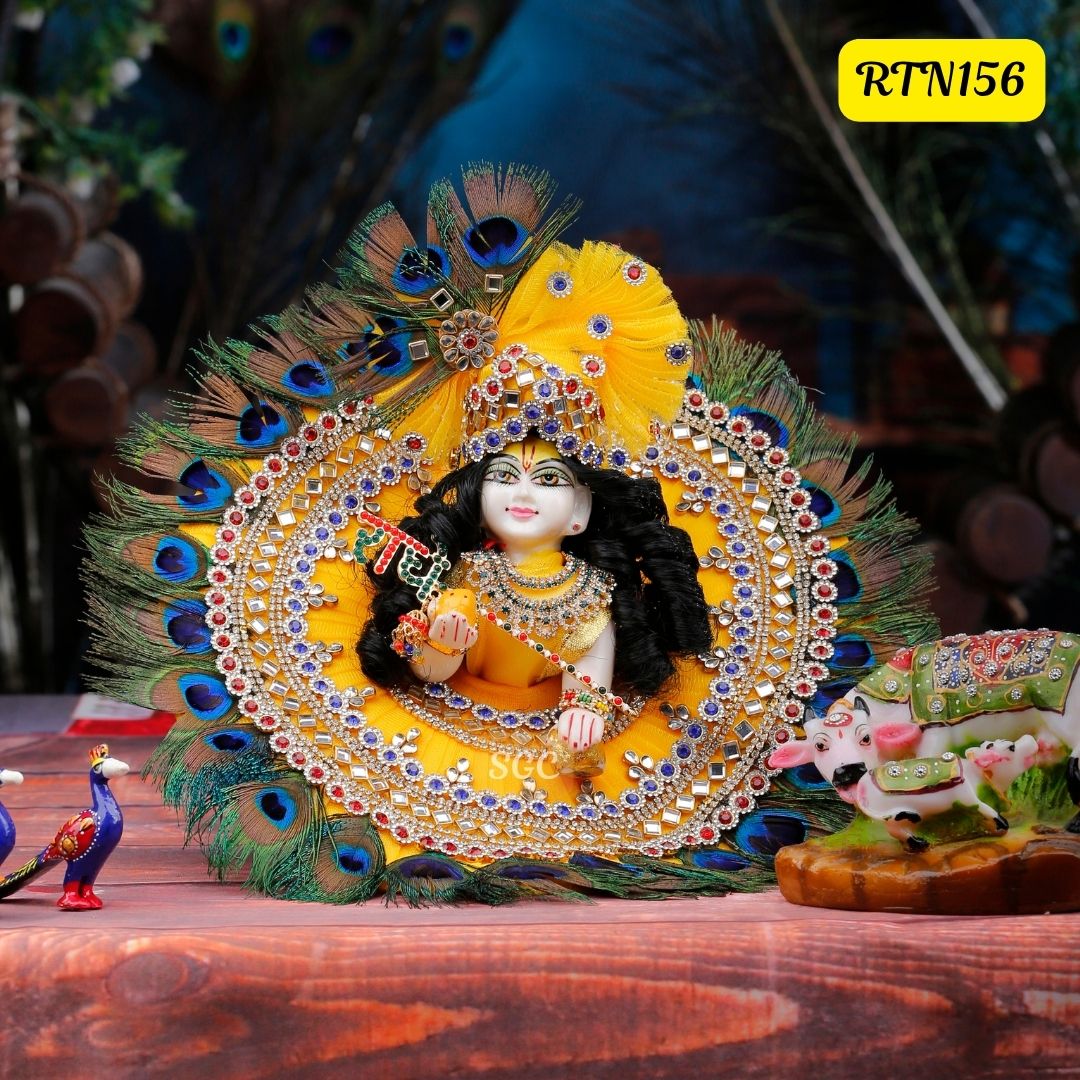 π¦ Real Peacock Feather Laddu Gopal Dress with Matching Pagdi |Size- (0, 3, 4, 5, 7 ) - RTN156 π¦