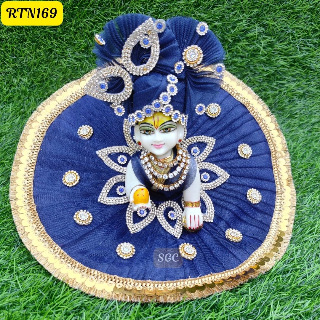 π Elegant Navy Blue Laddu Gopal Dress with Gold Detailing |Size- 5 | RTN169 β¨