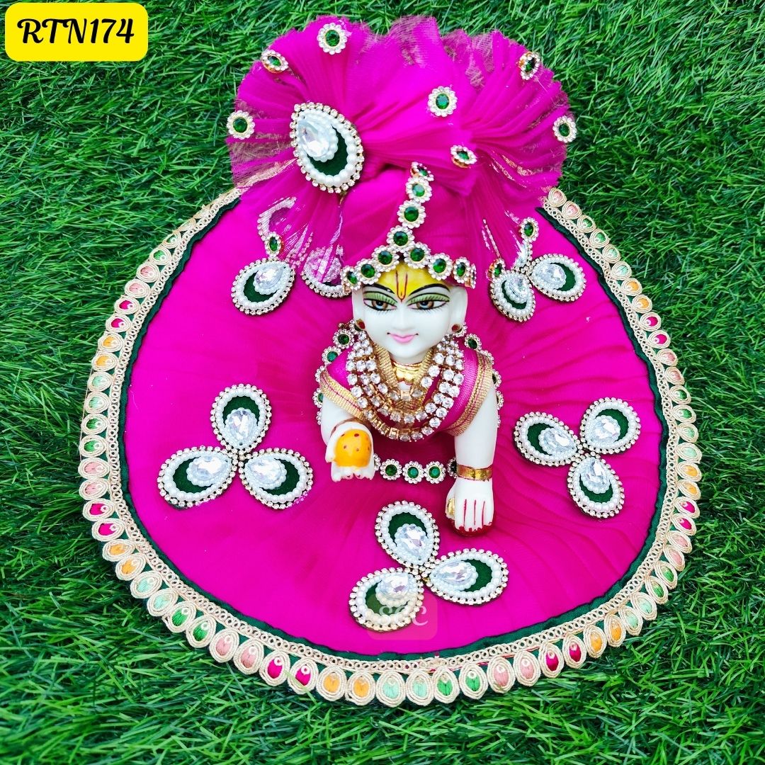 π Gorgeous Pink Laddu Gopal Dress with Crown β |Size- 5 | RTN174 π
