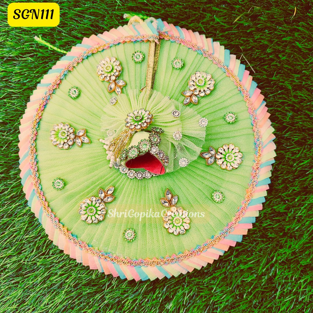 Pista Green Laddu Gopal Dress with Beaded Border | SGN111