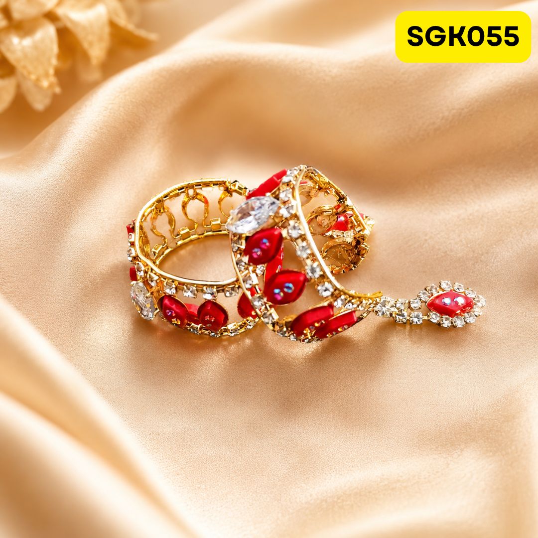 Laddu Gopal Ji Kada with Yellow Stones | SGK055 - red