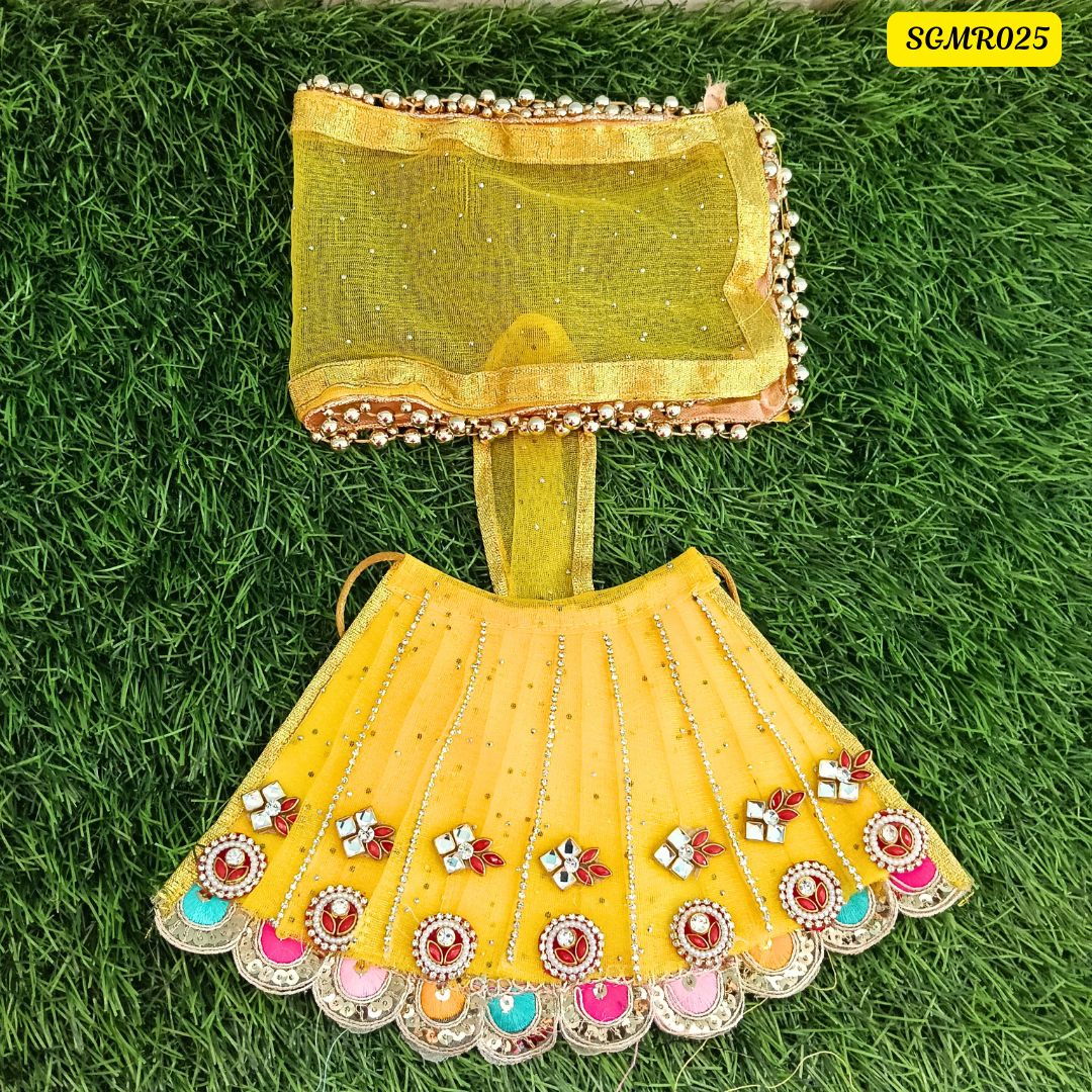 Laddu Yellow Traditional Mata Rani Outfit with Stone & Sequin Embellishments || SGMR025