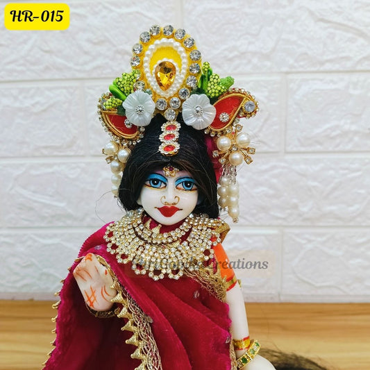 Designer Highlighted Open Hair Wig for Radha  Rani Ji | Size- 6 Number | HR015