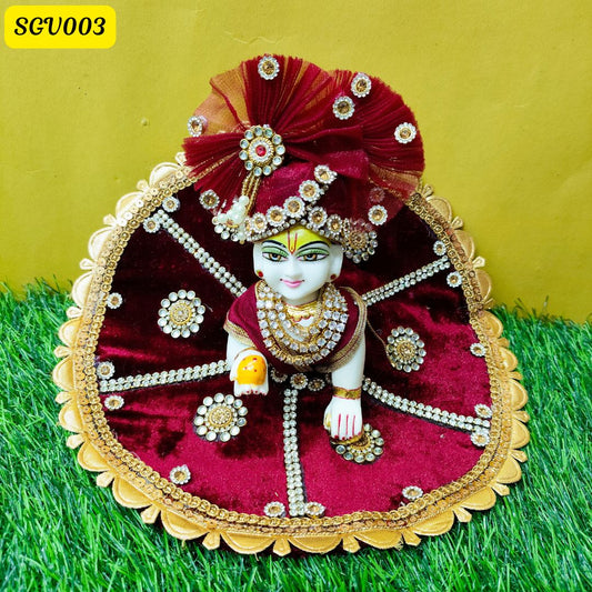 Royal Maroon Velvet Outfit for Laddu Gopal with Stone Embellishments | SGV003