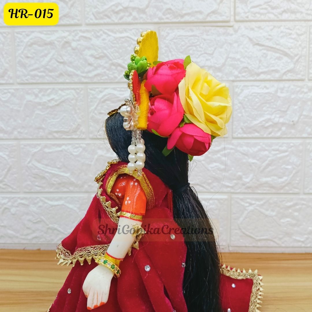 Designer Highlighted Open Hair Wig for Radha  Rani Ji | Size- 6 Number | HR015