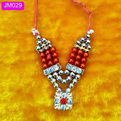 Beaded Laddu Gopal Haar with Sparkling Floral Pendant ( 2 inch ) || JM029