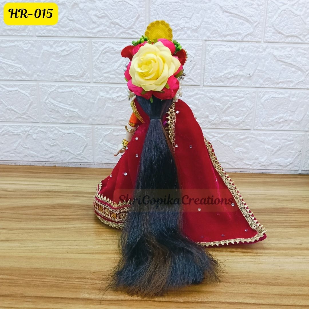 Designer Highlighted Open Hair Wig for Radha  Rani Ji | Size- 6 Number | HR015
