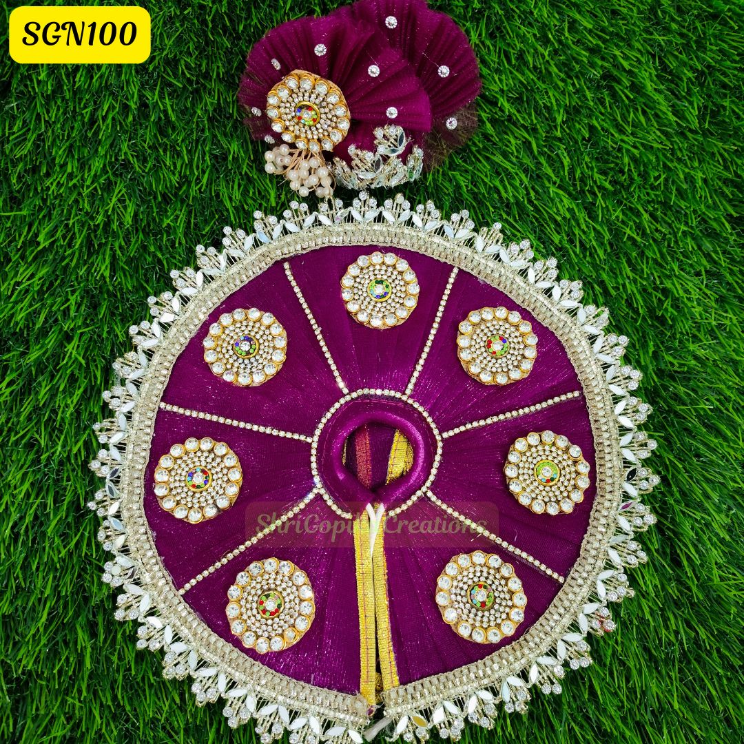 Royal Purple Laddu Gopal Dress with Intricate Stone Work | Handcrafted Krishna Poshak | SGN100
