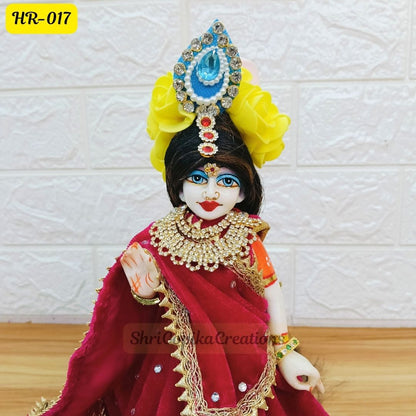 Designer Highlighted Open Hair Wig for Radha  Rani Ji | Size- 7 Number | HR017