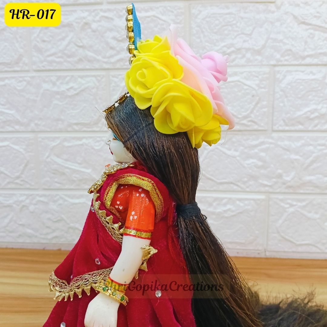 Designer Highlighted Open Hair Wig for Radha  Rani Ji | Size- 7 Number | HR017