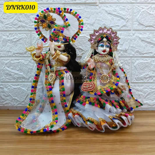 White Net Radha Krishna Outfit with matching Chunni | DNRK010