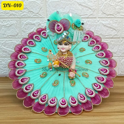 Sea green and Rani Pink Designer Laddu Gopal Poshak With Matching Pagdi | DN-010