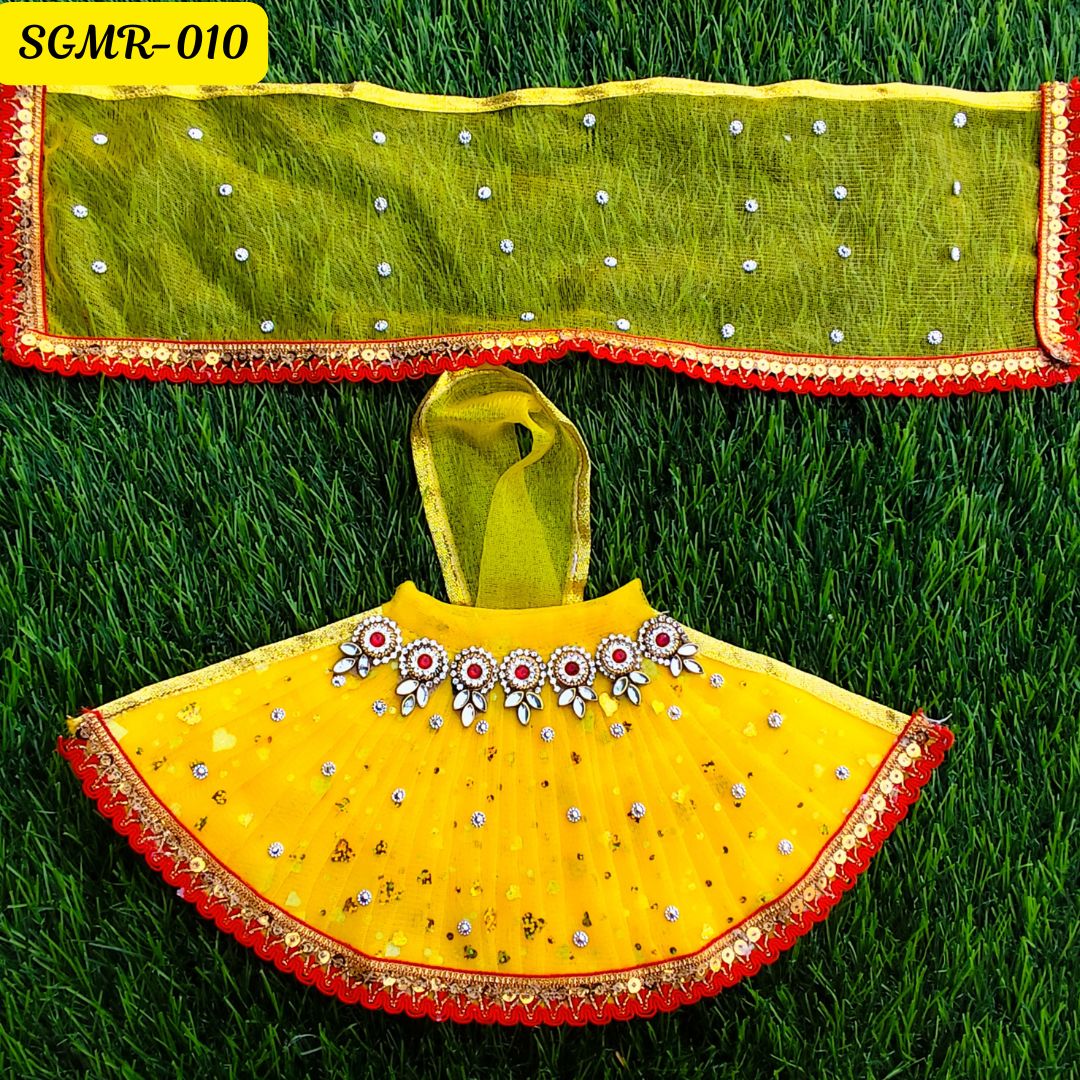 Yellow & Red Mata Rani Outfit with Elegant Embellishments || SGMR010