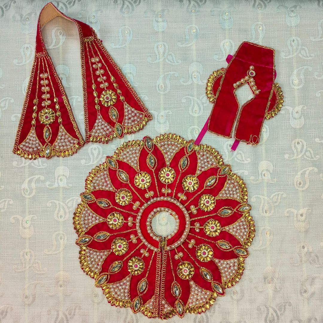 Velvet Winter Poshak for Laddu Gopal (3PC Dress)